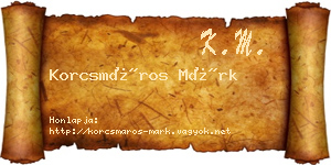 Korcsmáros Márk névjegykártya